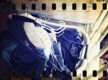 An example of an irritating form of "again." Disheveled laundry! 