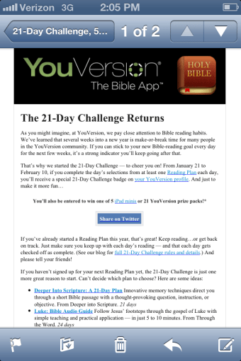 This is the Bible reading I'm going to do for the next three weeks. 